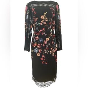 Antonio Melani Delia Floral Sheath Dress in Black/Poppy NWT